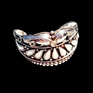 925 Silver Navajo Vintage Mother Of Pearl Bracelet